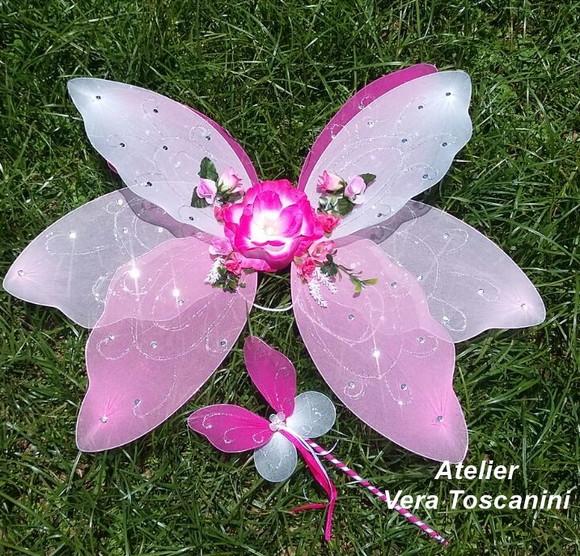 Fantasia asa de fada floral (kit asa e varinha)