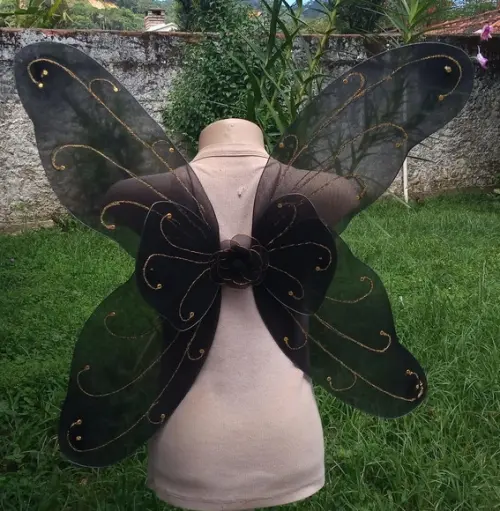Asa de fada borboleta Preta para adulto