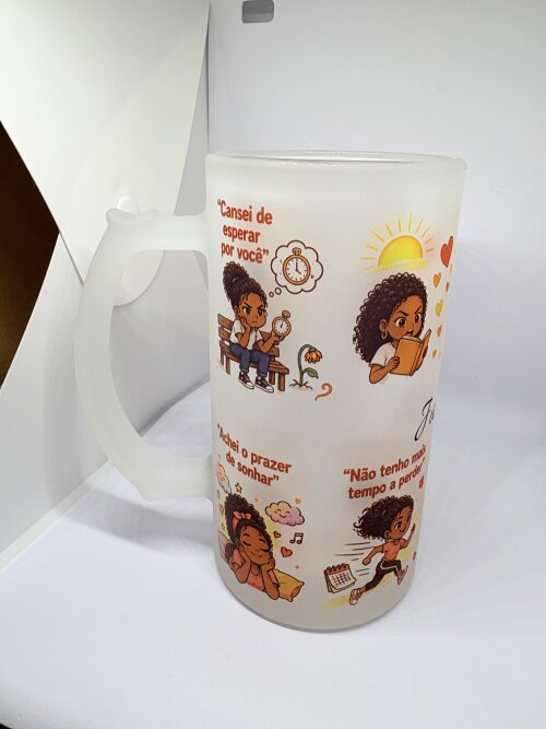 Caneca de chopp vidro jateado 475ml