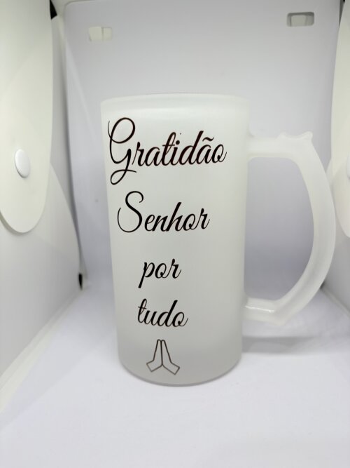 Caneca de chopp vidro jateado 475ml