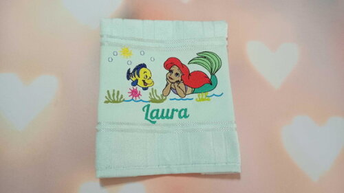 Toalha De Mão Bordada Pequena Sereia