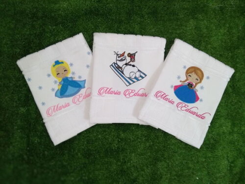 Trio de Toalhinhas Bordadas - Frozen