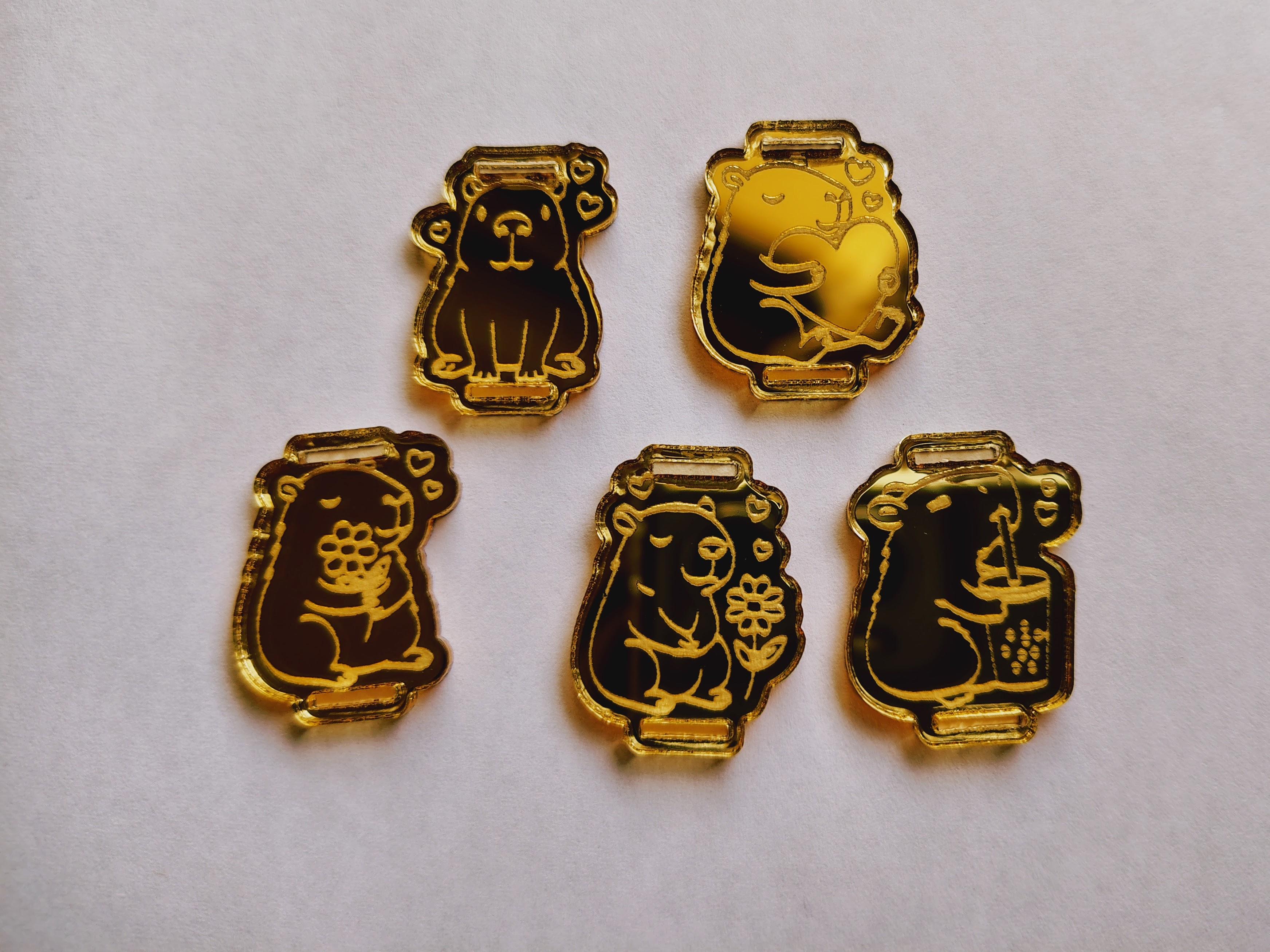 Passante de Elástico Chato Acrílico Dourado 7mm - Kit 25 Unidades