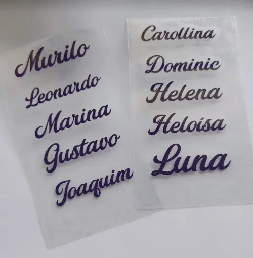 Nome Personalizado com  Adesivo Termocolante 5 unidades  | Vinil para Tecidos, Roupas, Bolsas e Necessaires