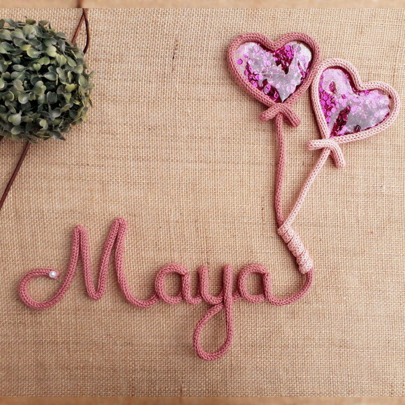 2 Corações Preenchidos + Nome 4 Letras