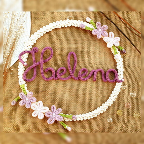 Guirlanda Com 5 Flores + Nome 3 Letras