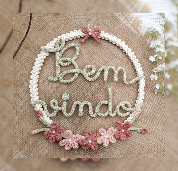 Guirlanda Com 5 Flores + Nome 8 Letras