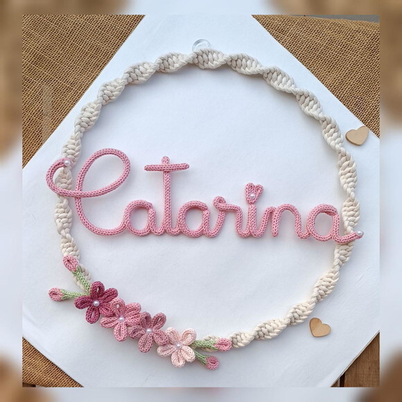 Guirlanda Com 5 Flores + Nome 8 Letras