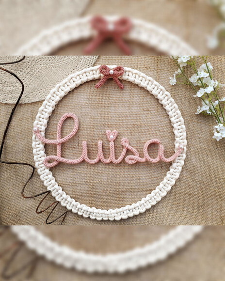Guirlanda Macramé Com Lacinho + Nome 4 Letras