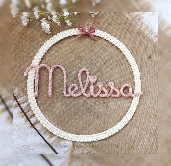 Guirlanda Macramé Com Lacinho + Nome 7 Letras