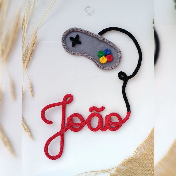 Nome 4 Letras + Controle Vídeo Game Tricotin