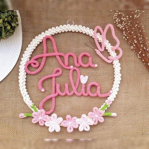 Guirlanda 5 Flores E Borb+ Nome 8 Letras