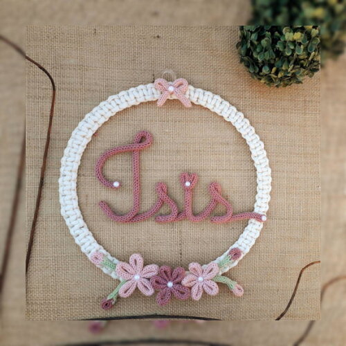 Guirlanda Com 3 Flores + Nome 4 Letras