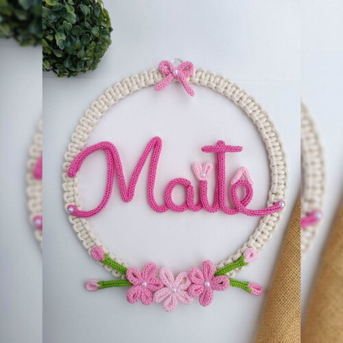 Guirlanda Com 3 Flores + Nome 3 Letras