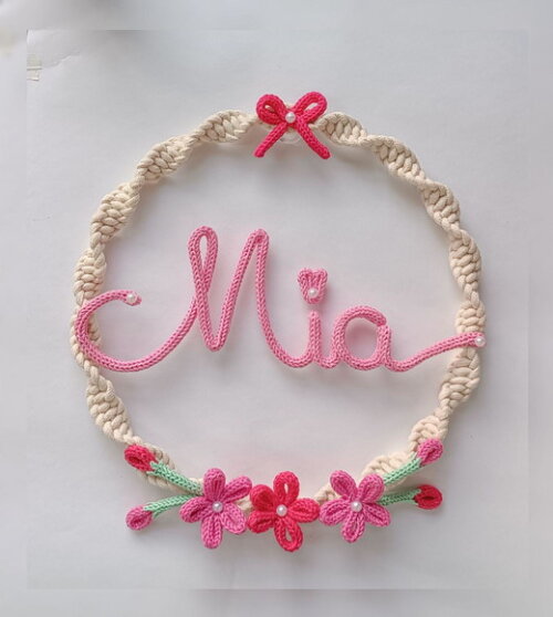 Guirlanda Com 3 Flores + Nome 3 Letras