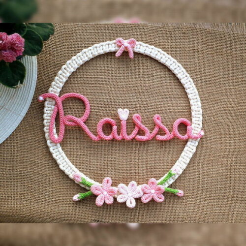 Guirlanda Com 3 Flores + Nome 7 Letras