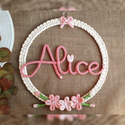Guirlanda Com 3 Flores + Nome 8 Letras