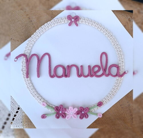 Guirlanda Com 3 Flores + Nome 7 Letras