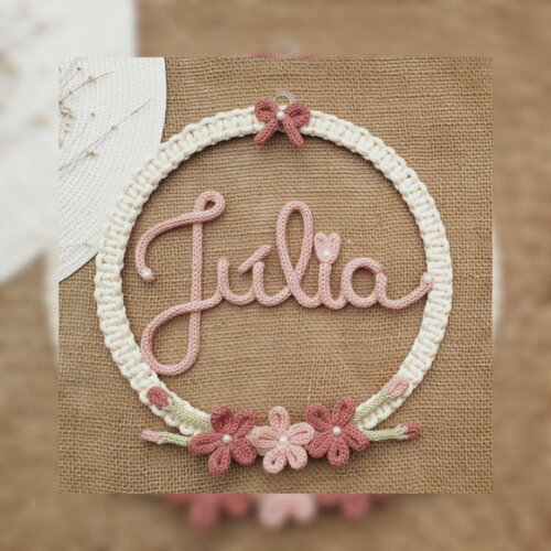 Guirlanda Com 3 Flores + Nome 8 Letras