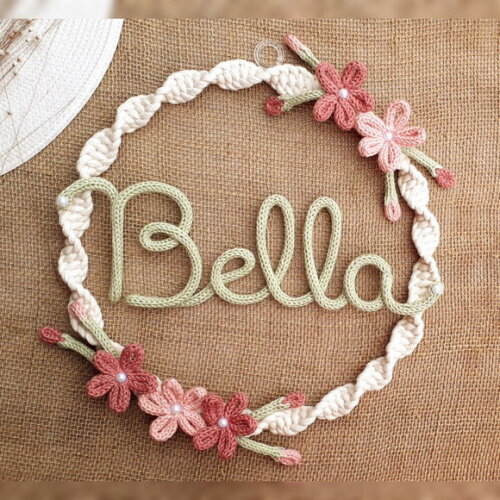 Guirlanda Com 5 Flores + Nome 3 Letras