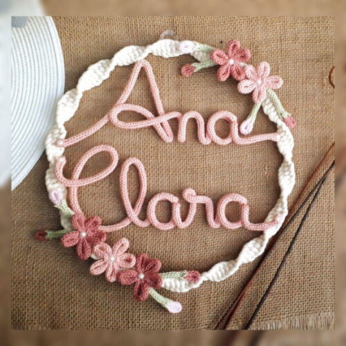 Guirlanda Com 5 Flores + Nome 8 Letras