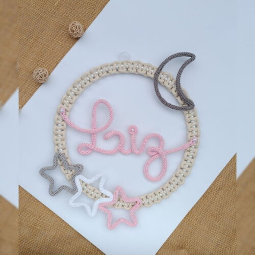 Guirlanda Lua e Estrelas+ Nome 3 Letras