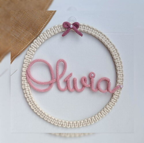 Guirlanda Macramé Com Lacinho + Nome 6 Letras