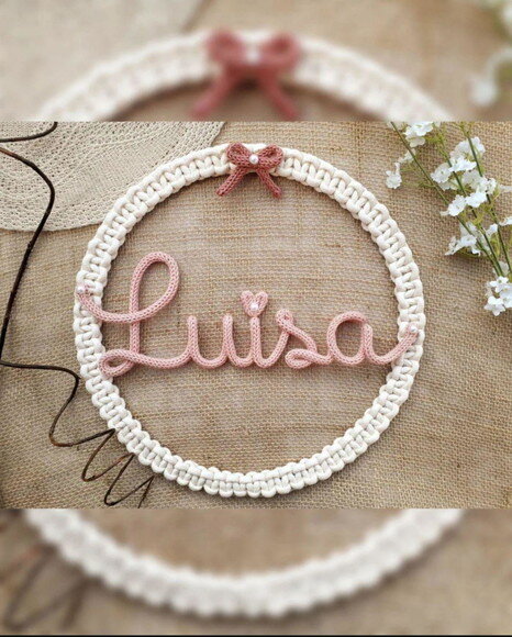 Guirlanda Macramé Com Lacinho + Nome 6 Letras