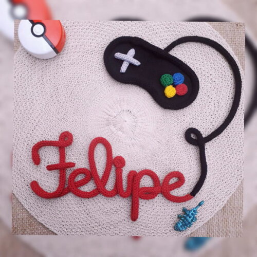 Nome 6 Letras + Controle Vídeo Game Tricotin