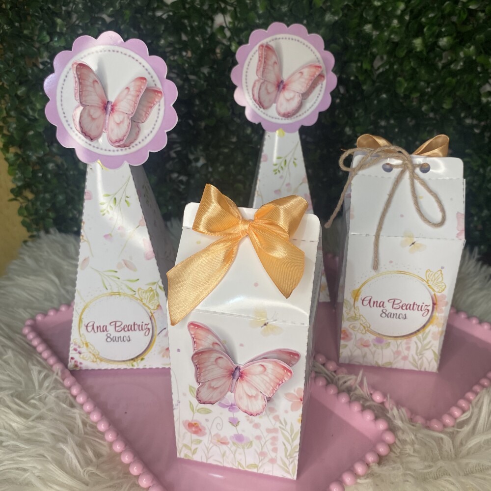 25 caixinhas Lembrancinhas personalizadas tema Jardim das borbole