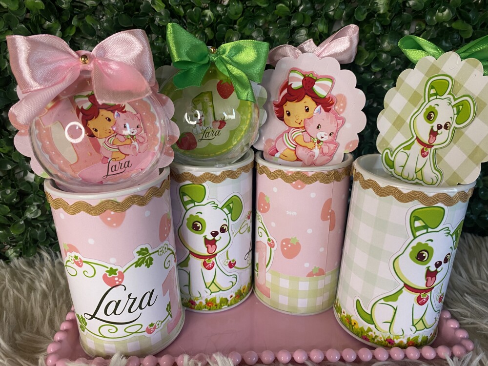 10 cofrinhos Luxo com esfera tema moranguinho