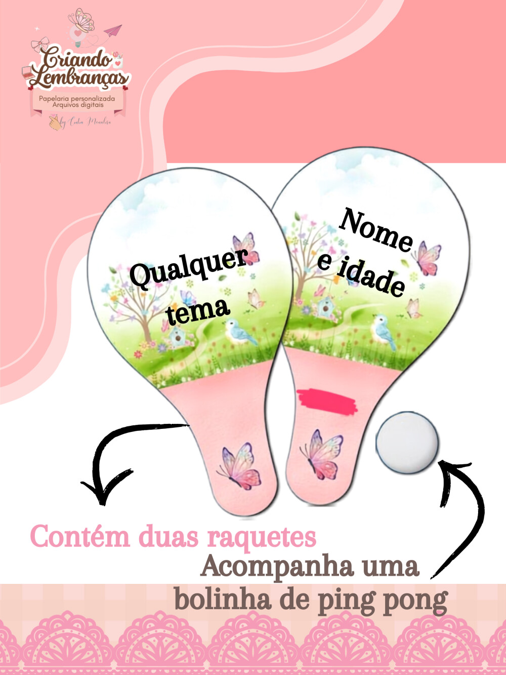 10 pares de kits raquete com bolinhas Lembrancinhas