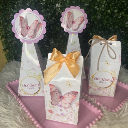 25 caixinhas Lembrancinhas personalizadas tema Jardim das borbole