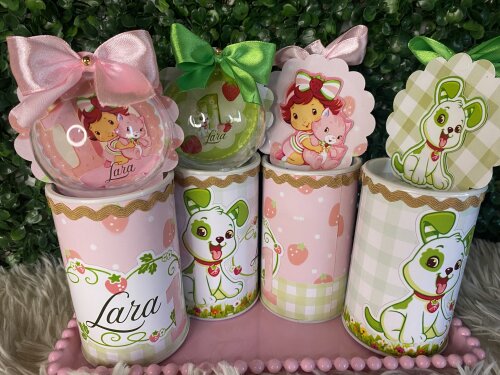 10 cofrinhos Luxo com esfera tema moranguinho