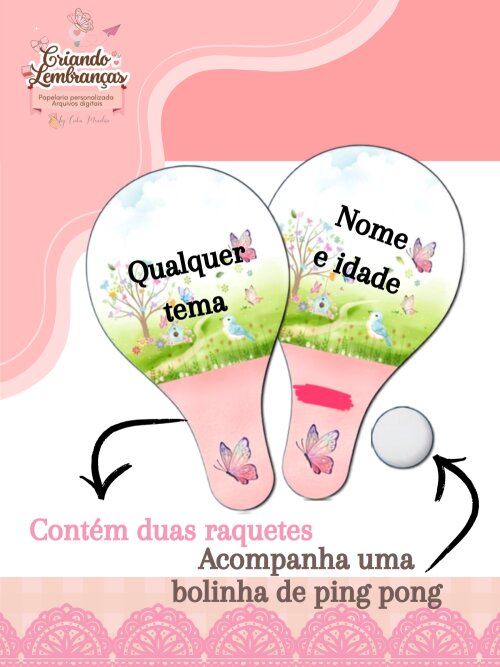 10 pares de kits raquete com bolinhas Lembrancinhas