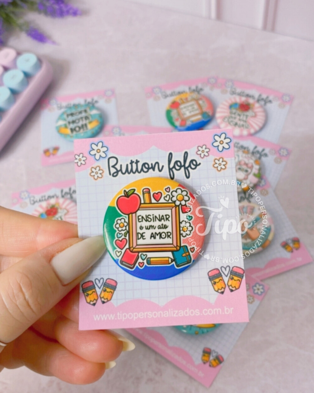 Kit 5 Bottons Personalizados - Lembrancinha Dia dos Professores