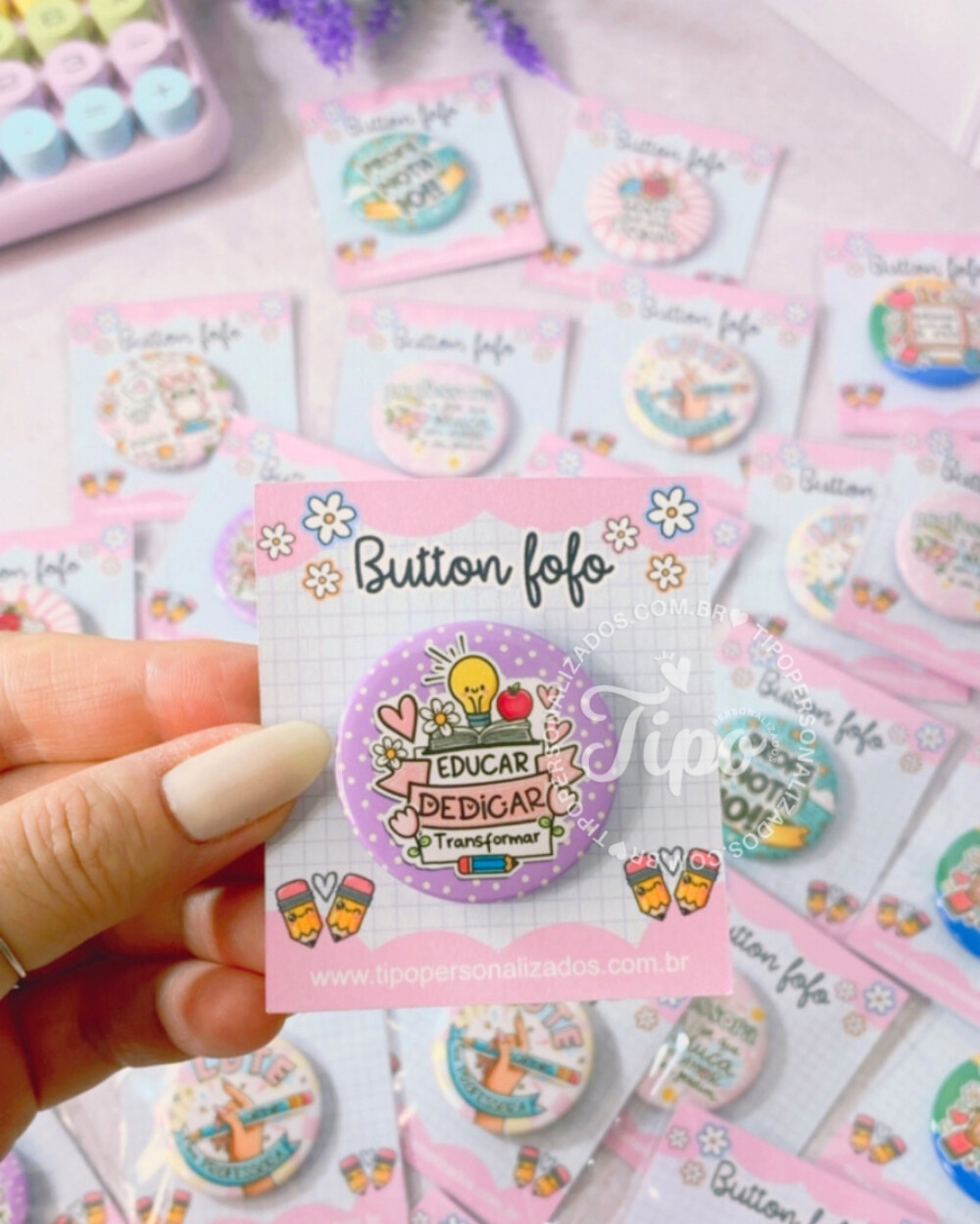 Kit 5 Bottons Personalizados - Lembrancinha Dia dos Professores