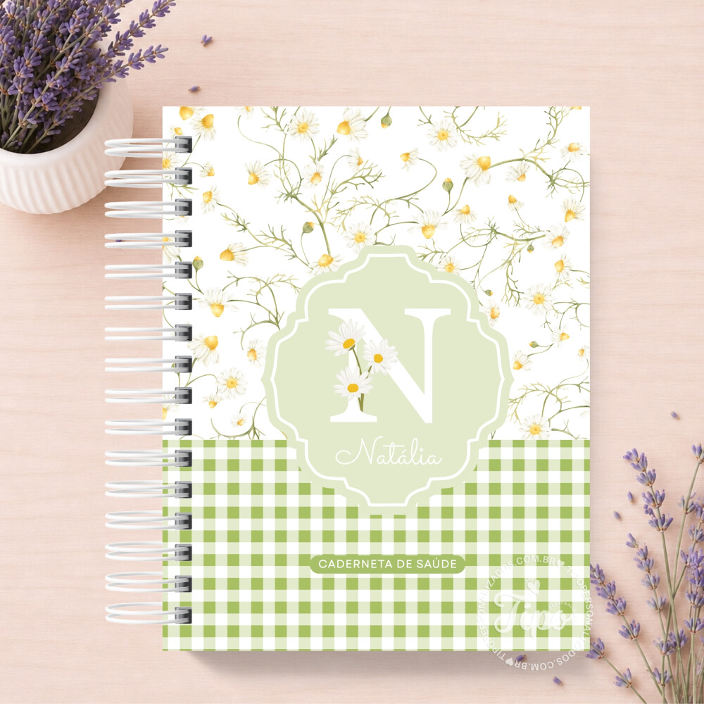 Caderneta de Saúde Personalizada - Monograma Margaridas
