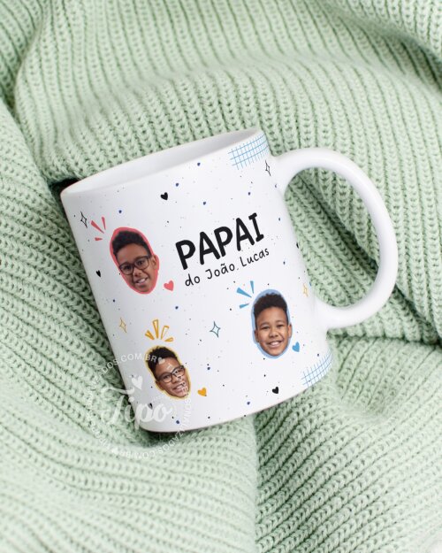 Caneca Personalizada Rostinhos Minimalista Dia dos Pais
