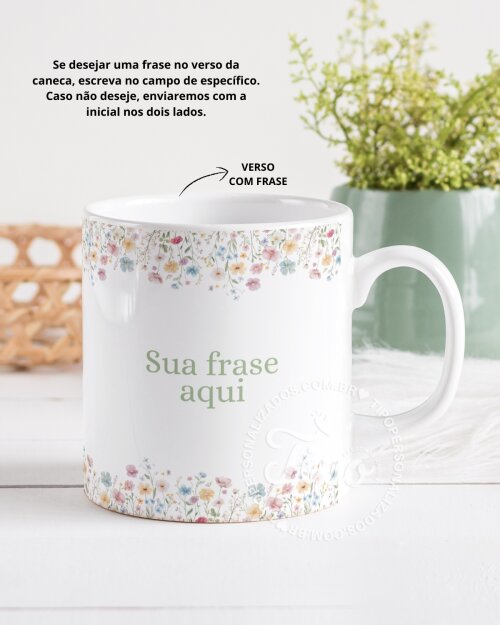 Caneca Personalizada Alfabeto Floral
