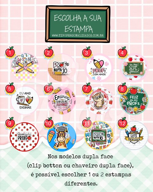 Kit Clipes + Mini Botton Personalizado - Dia dos Professores