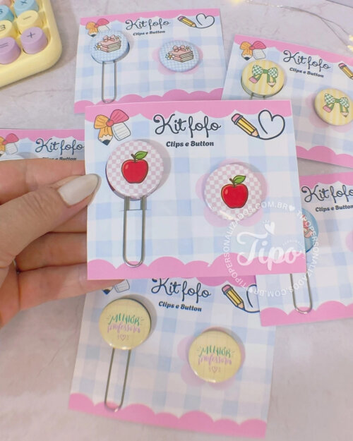 Kit Clipes + Mini Botton Personalizado - Dia dos Professores
