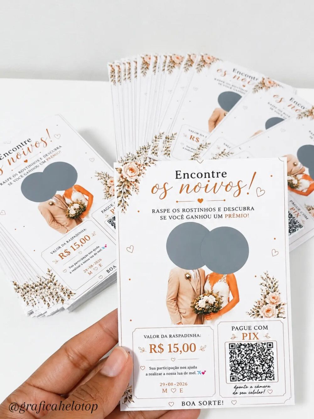 Raspadinha casal kit com 100 unidades