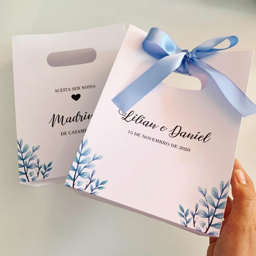 Sacolinha personalizada com laço kit com 100 unidades