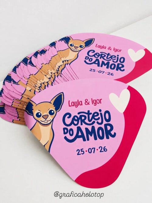 Ventarola personalizada para casamento kit com 100 unidades