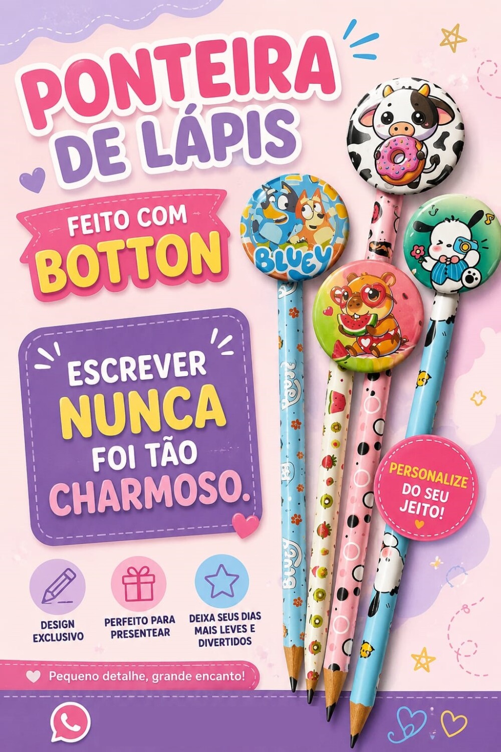 ARQUIVO DIGITAL CAIXA PARA LAPÍS PONTEIRA DE BOTTON