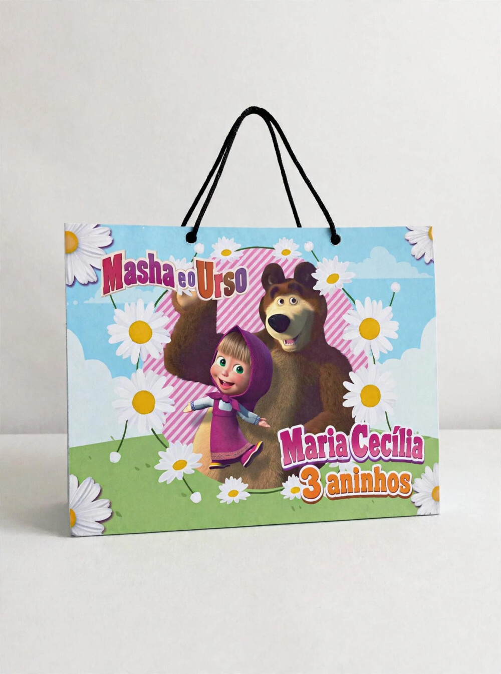 Sacolinha Personalizada Marsha e Urso | Lembrancinha Festa Infant
