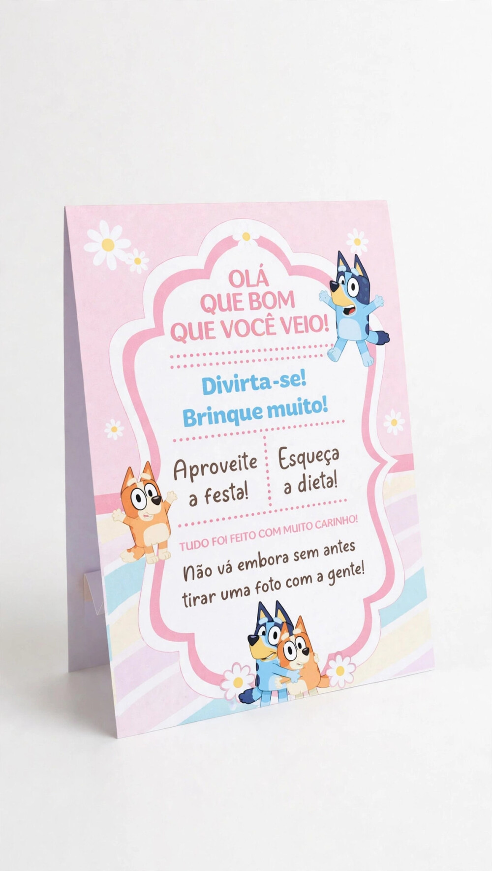 Plaquinha de Centro de Mesa Personalizada Bluey | Festa Infantil