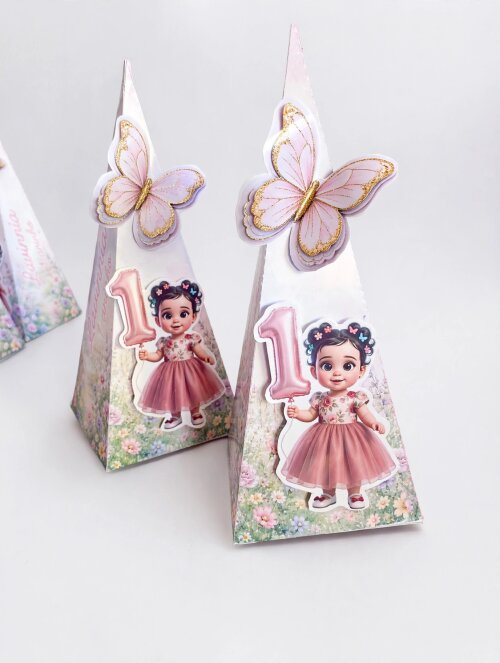 Kit com 15 Caixinhas Personalizadas – Tema Jardim das Borboleta