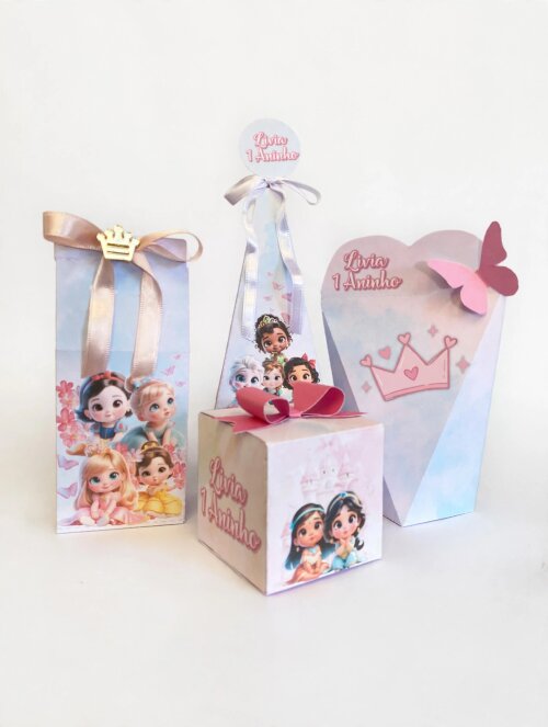 Kit 20 Caixinhas personalizados- Tema Princesas Baby